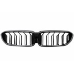 Κεντρικές Γρίλιες Νεφρών Με Led Κατάλληλες Για Bmw Σειρά 5 G30 G31 Sedan Touring (2017-2019) Με Διπλή ρίγα, Σχέδιο Πιάνου Μαύρο