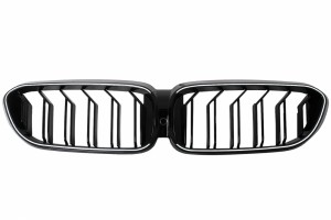 Κεντρικές Γρίλιες Νεφρών Με Led Κατάλληλες Για Bmw Σειρά 5 G30 G31 Sedan Touring (2017-2019) Με Διπλή ρίγα, Σχέδιο Πιάνου Μαύρο