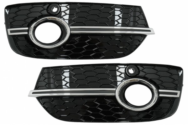 Καλύμματα Φώτων ομίχλης, Πλαϊνές γρίλιες, Κατάλληλα Για Audi Q3 8U (2011-2014) Rs Design Piano Black Chrome