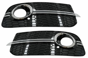 Καλύμματα Φώτων ομίχλης, Πλαϊνές γρίλιες, Κατάλληλα Για Audi Q5 Suv 8R Facelift (2012-2016) Rs Design Black & Chrome