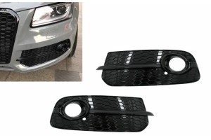 Καλύμματα Φώτων Ομίχλης Για Πλευρικές Γρίλιες Κατάλληλα Για Audi Q5 Suv 8R Facelift (2012-2016) Full Black Rs Design