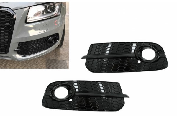 Καλύμματα Φώτων Ομίχλης Για Πλευρικές Γρίλιες Κατάλληλα Για Audi Q5 Suv 8R Facelift (2012-2016) Full Black Rs Design