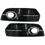 Καλύμματα Φώτων Ομίχλης Για Πλευρικές Γρίλιες Κατάλληλα Για Audi Q5 Suv 8R (2008-2011) Rs Design Piano Black Chrome