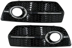 Καλύμματα Φώτων Ομίχλης Για Πλευρικές Γρίλιες Κατάλληλα Για Audi Q5 Suv 8R (2008-2011) Rs Design Piano Black Chrome