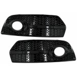 Καλύμματα Φώτων Ομίχλης Για Πλευρικές Γρίλιες Κατάλληλα Για Audi Q5 Suv 8R (2008-2011) Rs Design Piano Black