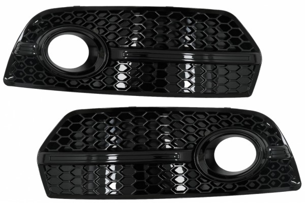 Καλύμματα Φώτων Ομίχλης Για Πλευρικές Γρίλιες Κατάλληλα Για Audi Q5 Suv 8R (2008-2011) Rs Design Piano Black