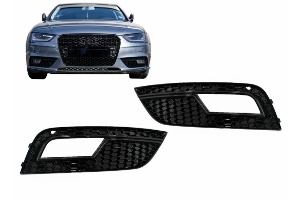 Καλύμματα Φώτων Ομίχλης Κατάλληλα Για Audi A4 B8 Facelift (2012-2015) RS4 Design Black Καλύμματα Φώτων Ομίχλης Κατάλληλα Για Audi A4 B8 Facelift (2012-2015) RS4 Design Black
