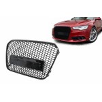 Μπροστινή Μάσκα Χωρίς Σήματα Κατάλληλη Για Audi A6 C7 4G (2011-10.2014) Σε Γυαλιστερό Μαύρο Χρώμα