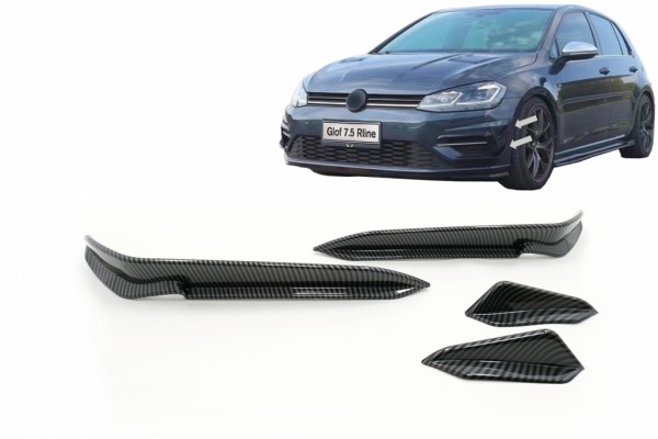 Πτερύγια Εμπρός Προφυλακτήρα Κατάλληλα Για Vw Golf 7.5 5G R Hatchback (2017-2020) Carbon Look Πτερύγια Εμπρός Προφυλακτήρα Κατάλληλα Για Vw Golf 7.5 5G R Hatchback (2017-2020) Carbon Look