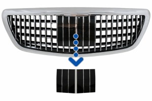Κάλυμμα Μπροστινής Μάσκας Distronic Κατάλληλο Για Mercedes S-Class W222 X222 (2014-2020) Κάθετου Σχεδιασμού Χρωμίου