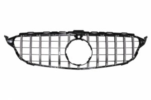 Μπροστινή Μάσκα Κατάλληλη Για Mercedes C-Class W205 S205 C205 (2014-2018) GT-R Panamericana Design Μαύρο Χρώμιο Με Κάμερα 360°