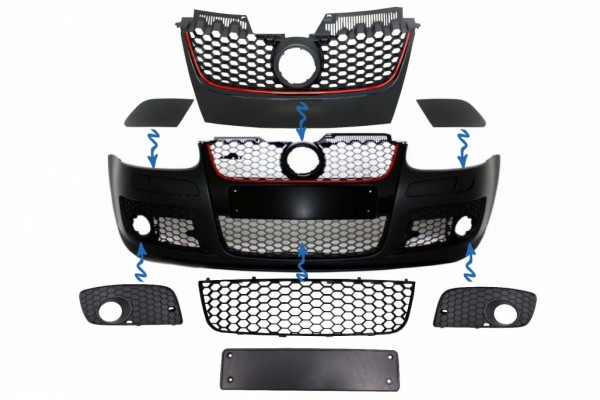 Μάσκες Ανταλλακτικών Κατάλληλες Για Μπροστινό Προφυλακτήρα Gti Design Vw Golf 5 V MK5 (2003-2007)