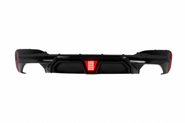 Διαχύτης Πίσω Προφυλακτήρα Με Led Κατάλληλος Για Bmw Σειρά 5 G30 G31 Limousine Touring (2017-2024) M5 Design Piano Black