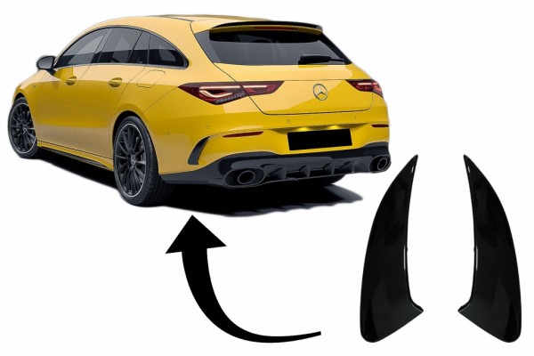 Πίσω Προφυλακτήρες Flics, Πλευρικά Πτερύγια Κατάλληλα Για Mercedes Cla Shooting Brake X118 Cla Coupe C118 (2019-up) Piano Black Cla 45S Design