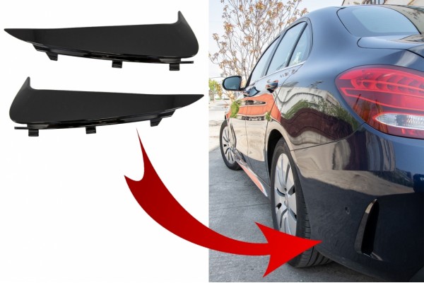 Πίσω προφυλακτήρας, Πλαϊνά πτερύγια, Κατάλληλα Για Mercedes C-Class W205 (2014-2020) Piano Black