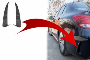 Πίσω προφυλακτήρας, Πλαϊνά πτερύγια, φλας, Κατάλληλα Για Mercedes C Class W205 (2014-2020) Carbon Film