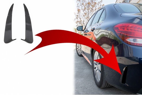 Πίσω προφυλακτήρας, Πλαϊνά πτερύγια, φλας, Κατάλληλα Για Mercedes C Class W205 (2014-2020) Carbon Film