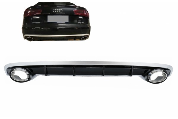 Διαχύτης Πίσω Προφυλακτήρα Και Απολήξεις Εξάτμισης Κατάλληλα Για Audi A6 4G C7 Facelift (2015-2018) RS6 Design