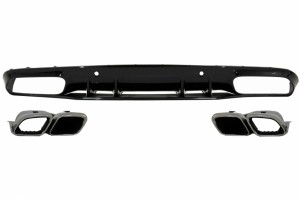 Διαχύτης Πίσω Προφυλακτήρα Κατάλληλος Για Mercedes C-Class C205 A205 Coupe Cabriolet (2014-2019) Facelift C63S Design Ασημί Άκρες