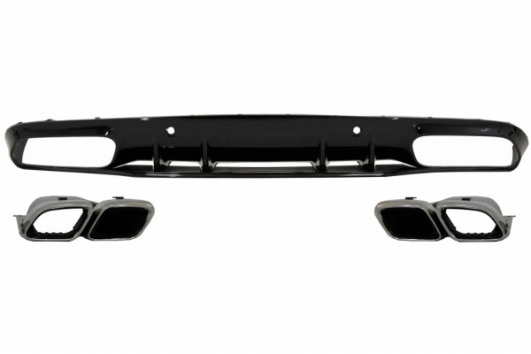 Διαχύτης Πίσω Προφυλακτήρα Κατάλληλος Για Mercedes C-Class C205 A205 Coupe Cabriolet (2014-2019) Facelift C63S Design Ασημί Άκρες