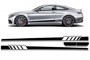 Αυτοκόλλητα Πλαϊνών Αυτοκόλλητων Βινυλίου Ματ Μαύρο Κατάλληλο Για Mercedes C-Class C205 Coupe A205 Cabriolet (2014-) C63 Design