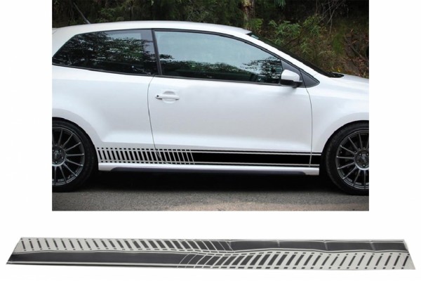 Αυτοκόλλητα Πλαϊνά Βινυλίου Ματ Μαύρο Κατάλληλο Για Vw Polo Golf 5 6 7 V Vi Vii (2003-και μετά)