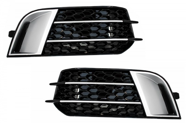 Καλύμματα Πλαϊνών Μάσκες Φώτων Ομίχλης Κατάλληλα Για Audi A1 8X (2010-2015) RS1 Design Black Με Ένθετα Βουρτσισμένου Αλουμινίου Καλύμματα Πλαϊνών Μάσκες Φώτων Ομίχλης Κατάλληλα Για Audi A1 8X (2010-2015) RS1 Design Black Με Ένθετα Βουρτσισμένου Αλουμινίου