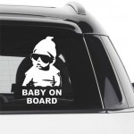 Auto Gs Σήμα Baby on Board Με Αυτοκόλλητο Λευκό