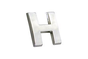 Αυτοκόλλητο Γράμμα Χρωμίου 3D "H" 2.7x2.5cm 1 Τεμάχιο