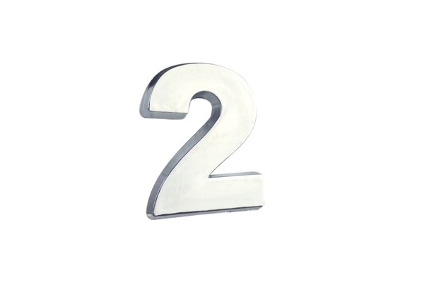 Αυτοκόλλητο Γράμμα Χρωμίου 3D "2" 2.7x2.5cm 1Τμχ