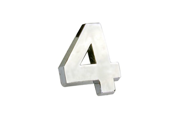 Αυτοκόλλητο Γράμμα Χρωμίου 3D "4" 2.7x2.5cm 1Τμχ