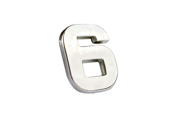 Αυτοκόλλητο Γράμμα Χρωμίου 3D "6" 2.7x2.5cm 1Τμχ