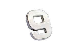 Αυτοκόλλητο Γράμμα Χρωμίου 3D "9" 2.7x2.5cm 1 Τεμάχιο