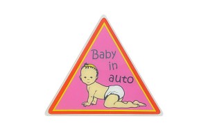 Αυτοκόλλητο "Μωρό Στο Αυτοκίνητο" Σμάλτο Ροζ 9x8cm 1Τμχ