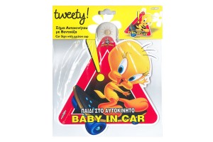 Σήμα "Μωρό Στο Αυτοκίνητο" Tweety Με Βεντούζα 5442-2 1Τμχ