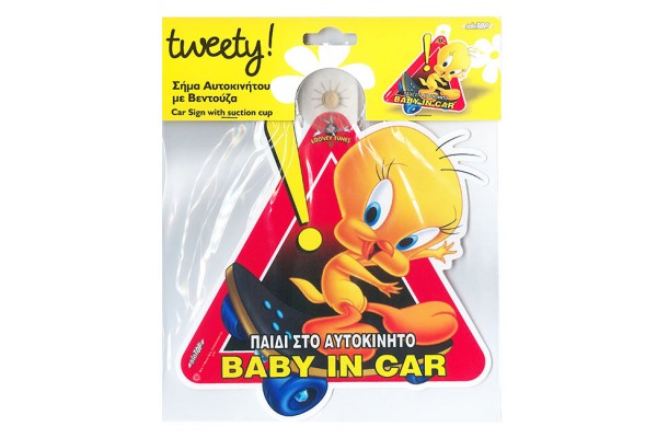 Σήμα "Μωρό Στο Αυτοκίνητο" Tweety Με Βεντούζα 5442-2 1Τμχ