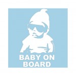 Αυτοκόλλητο "Baby On Board" Λευκό 18x11cm 1Τμχ