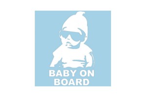 Αυτοκόλλητο "Baby On Board" Λευκό 18x11cm 1Τμχ