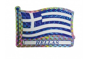 Αυτοκόλλητη Ελληνική Σημαία "Hellas" Πρίσμα 6x7.5cm 1Τμχ
