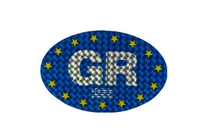 Αυτοκόλλητο Σήμα "GR" Με Αστέρια Οβάλ Πρίσμα 10.5x7cm 1Τμχ