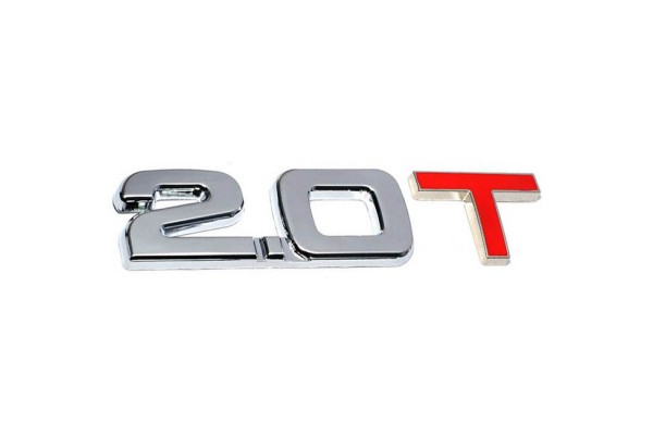Αυτοκόλλητο Σήμα 2.0 Turbo Ασημί - Κόκκινο 10x2.5cm 1Τμχ