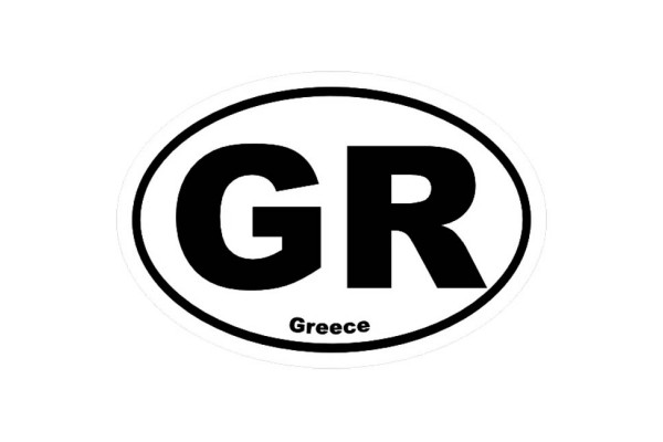 Αυτοκόλλητο Σήμα "GR" Απλό Οβάλ Λευκό Με Μαύρο 17x11cm 1Τμχ