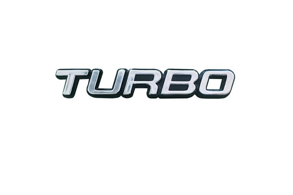 Αυτοκόλλητο Σήμα "Turbo" Ασημί - Μαύρο 11.5x1.8cm 1Τμχ