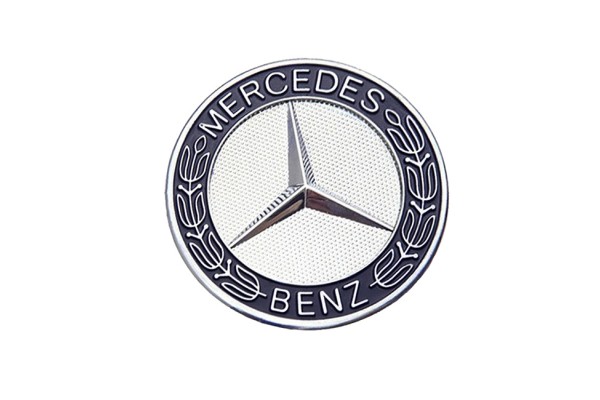 Σήμα Καπό Μπροστινό Κουμπωτό Mercedes-Benz Ασημί-Μπλε Στρόγγυλο Φ5.5cm
