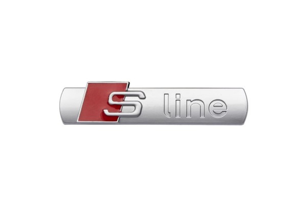 Σήμα Μάσκας Κουμπωτό "S-Line" Ασημί-Κόκκινο 7.2x1.9cm
