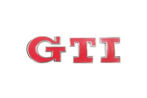 Σήμα "GTI" Αυτοκόλλητο Και Βιδωτό Κόκκινο - Ασημί 8x2.2cm 1 Τεμάχιο