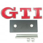 Σήμα "GTI" Αυτοκόλλητο Και Βιδωτό Κόκκινο - Ασημί 8x2.2cm 1 Τεμάχιο