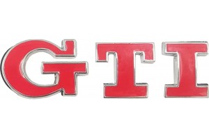 Σήμα "GTI" Αυτοκόλλητο Και Βιδωτό Κόκκινο - Ασημί 8x2.2cm 1 Τεμάχιο