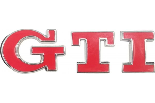 Σήμα "GTI" Αυτοκόλλητο Και Βιδωτό Κόκκινο - Ασημί 8x2.2cm 1 Τεμάχιο Σήμα "GTI" Αυτοκόλλητο Και Βιδωτό Κόκκινο - Ασημί 8x2.2cm 1 Τεμάχιο
