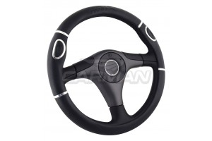Carman Κάλυμμα Τιμονιού Συνθετικό Μαύρο/Χρώμιο 36cm-38cm